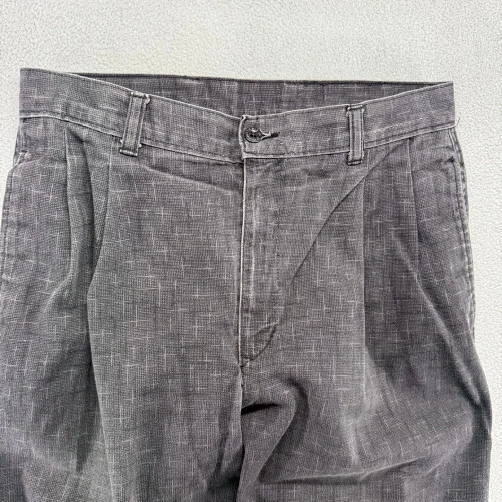 Vintage Brittania Trousers Mens 30x30 Fit 28x28 Gray Plaid Baggy Printed USA 90s